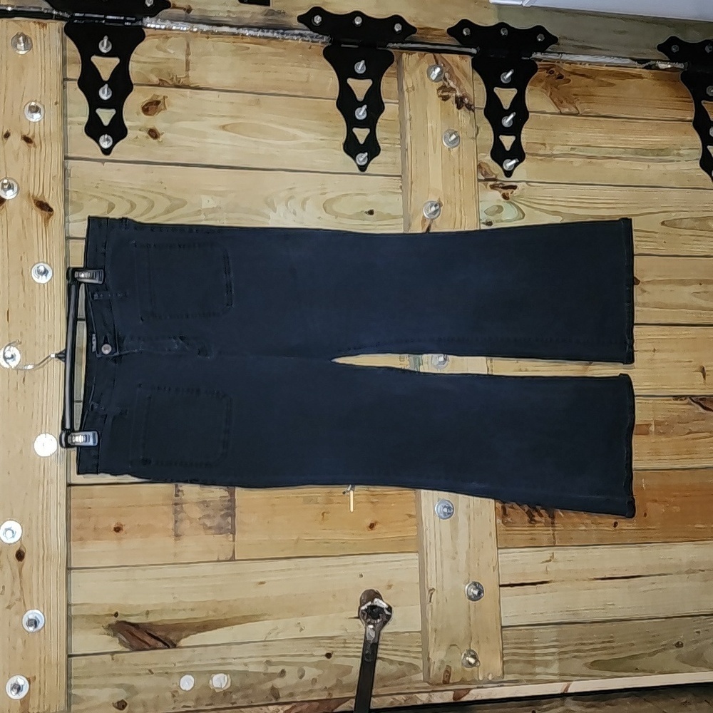 Woman's Time & Tru High Rise Bell Bottoms Black Jeans Pants Trousers Size 16